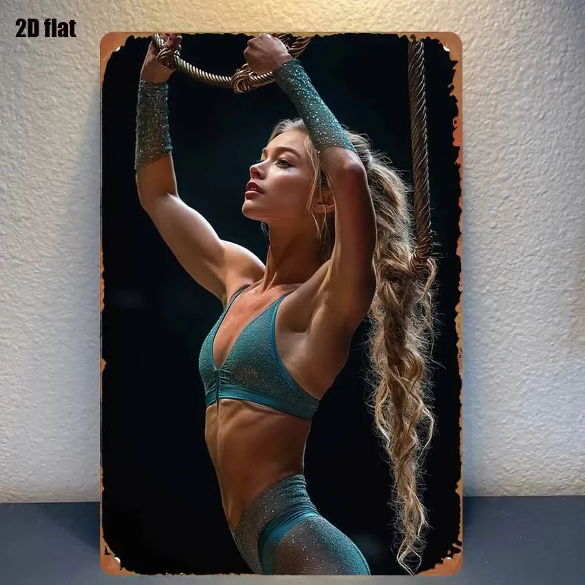 Sports Equipment Poster - Винтажная металлическая табличка с изображением женщины-спортсмена,